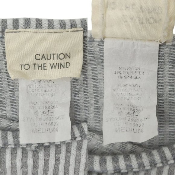 Caution To The Wind Striped Romper M Tie Front Shorts Tank Sleeveless Boho Gray - Picture 3 of 16